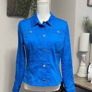 White House Black Market Vibrant Blue Jean Jacket